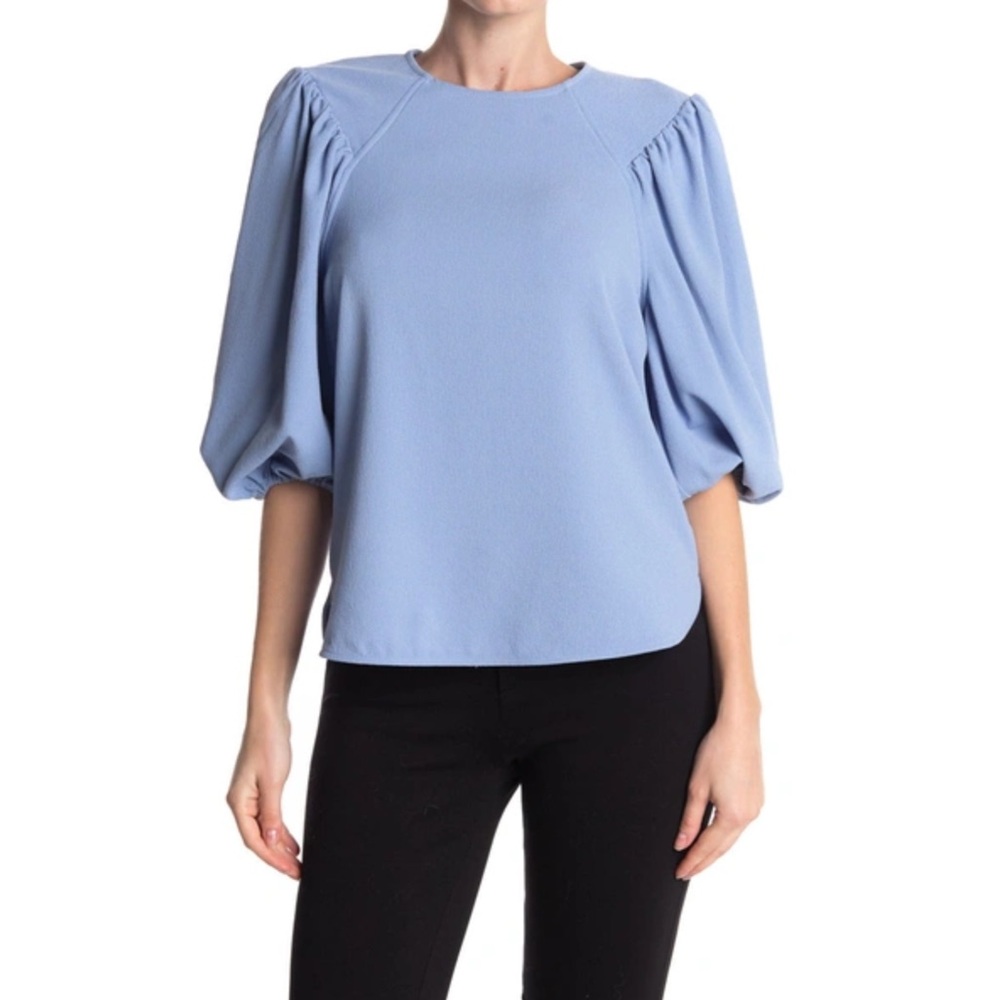 GORGEOUS WOMEN’S‎ GANNI HEAVY CREPE BLOUSE IN FOREVER BLUE